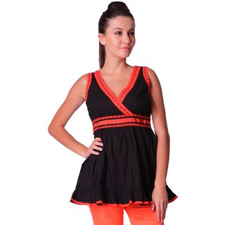 V-NECK CASUAL TOP WITH SLIGHT FRILLS