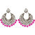 Jewelmaze Pink Beads Rhodium Plated Afghani Earrings-1311025i 