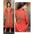 FKART Orange Georgette Embroidered Salwar Suit Material (Unstitched)