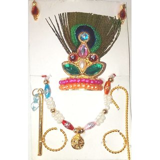 Buy Laddu Gopal Shringar Set Morpankh Mukut Jewellery Set 2 Pcs Online 158 From Shopclues