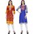 Ethnic cotton kurti combo in blue printed and red embroidered