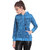 TAB91 Women's Blue Printed Fleece Hooded Sweatshirt