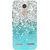 Lenovo K6 Power Case, Silver Sparkles Aqua Blue Slim Fit Hard Case Cover/Back Cover