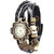 best Black Color Vintage Retro Beaded Bracelet Leather Women Wrist Watch-Butterfly Ladies Watch