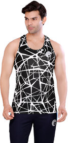 Omtex Sublimated Criss Cross Gym Vests For Men - Black