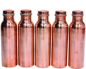 Copper Water Bottle 1000 ML  Yoga  Health Beneficiary  Leak Proof  Joint-less ( Combo Pack Of 6 Bottle )