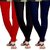 KriSo Superior Quality Cotton Lycra Stretchable Leggings 3 Pack Combo With   Red - Green - Navy Blue
