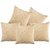 AD Creations Beige Velvet Designer Printed Cushion Cover Set Of 5 Size 16X16 Inches