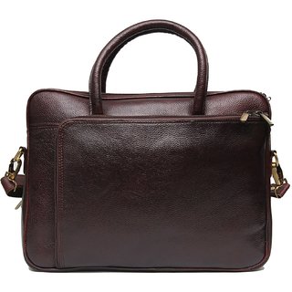 Buy C Comfort 15 inch Pure Leather Brown Laptop Bag for men and women unisex EL98 (Brown) Online ...