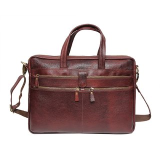 Buy Comfort 15 inch Pure Leather Brown Laptop Bag for men and women unisex EL100 (Brown) Online ...