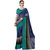 PR Fashion Georgette Navy Blue & Green Saree With Unstitched Blouse