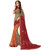 PR Fashion Georgette Grey, Red & Orange Saree With Unstitched Blouse