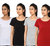 Women Cotton Half Sleeves Tshirt Pack of 4- White, Black, Grey, Red