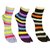 HW HOME  3 Pairs Women Striped Multicolor Ankle Length Thin Cotton Thumb Socks, Ladies Socks