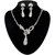 JewelMaze Silver Plated White Austrian Stone Necklace Set - 2105504  