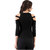 Aashish Garments Black Plain Combo of 2 Tops (1 Black Cold Shoulder + 1 Stripes Off Shoulder Top)