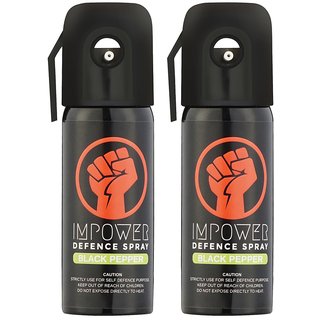 IMPOWER Self Defence Black Pepper Spray - Sprays upto 12 feet and 45 Shots (Couple Pack of 2)