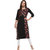 Janasya Women's Black Printed Crepe Straight Kurti