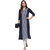 Janasya Women's Navy Blue Printed Crepe Straight Kurti