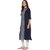 Janasya Women's Navy Blue Printed Crepe Straight Kurti