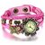 Leather Bracelet Vintage Butterfly Women Wrist Watch (Pink)FBUT