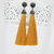 JewelMaze Marcasite Stone And Yellow Thread Rhodium Plated Tassel Earrings-1310933G