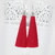 JewelMaze Red Thread Rhodium Plated Tassel Earrings-1310935D
