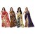 Triveni Womens Red , Brown , Beige and Blue colou Faux Georgette Casual wear sarees combo of 4