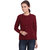 TAB91 Women's Maroon Self Design Round Neck Sweater