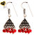 Malifionna Silver Oxidised Pyramid Coloured Jhumkis Dangled With Red Beads