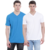 FAB69 Solid Men's V Neck Crescendon Blue & White T-Shirt