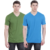 FAB69 Solid Men's V Neck Green & Crescendon Blue  T-Shirt