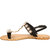 Black and White Colour Women's Leather Stone Sandals - SWANSIND