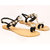 Black and White Colour Women's Leather Stone Sandals - SWANSIND