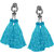 JewelMaze Rhodium Plated Blue Thread Tassel Earrings