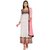 Florence White  Pink Georgette Embroidered Dress Material (SB-3380)