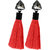 JewelMaze Oxidised Plated Glass Stone Red Thread Tassel Earrings