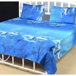 3D Printed 1 Double Bed Sheet, 2 Pillow Cover