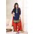 The Woman Taxfeb Cotton Patiyala Salwar Suit Blue and Orange for Girls/Woman