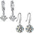 Mahi Rhodium Plated Combo of Ethereal White Drop and Hoop Earrings with Crystal Stones CO1104651R