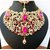 Pink A.D Designer Stylish Bollywood Fashion Gold Plated Chooker Big Earrings Tika set