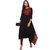 Janasya Women's Black Printed Crepe Asymmetric Kurti