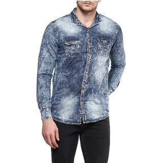 mens slim fit denim shirt