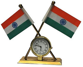 MOCOMO Indian Flag With Clock For Car Dashboard