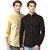 Black Bee Chinese Collar Poly-Cotton Shirt for Men Pack of 2