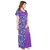 Be You Serena Satin Purple Floral Printed Women Attach Nighty Style Nightgown