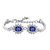 Mahi Rhodium Plated Blue Floral Love Bracelet with Crystal Stones BR1100268R