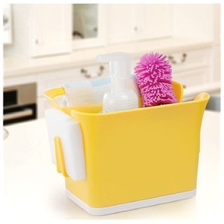 kreativekudie Kitchen Sink Drainer Caddy Cutlery Sponge Brush Holder Organiser multicolor pack of 1