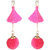 JewelMaze Gold Plated Pink Thread Earrings