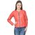 Rosella Red Biker Faux Leather Jacket for Women